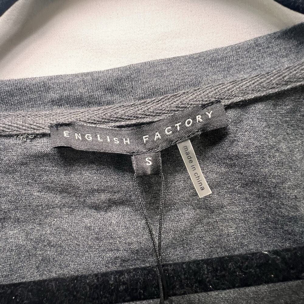 English Factory Top Size S Dark Gray Puff Long Sleeves Scoop Neck 100% Cotton - Picture 6 of 12